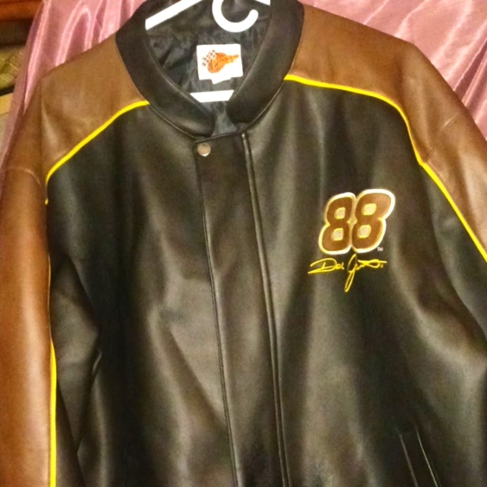 WINNERS CIRCLE Sale Jarrett 88 UPS Nascar Brown Gold Faux Leather Jacket XXL